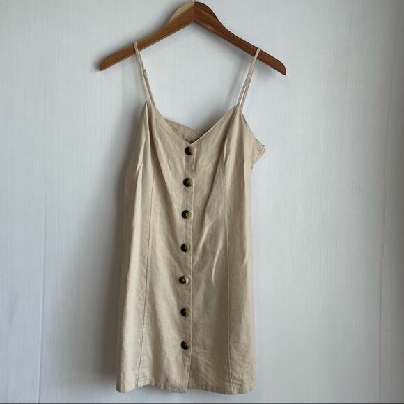 Madeline& Monroe button front casual dress cross cross strappy back Medium cream - Picture 7 of 7